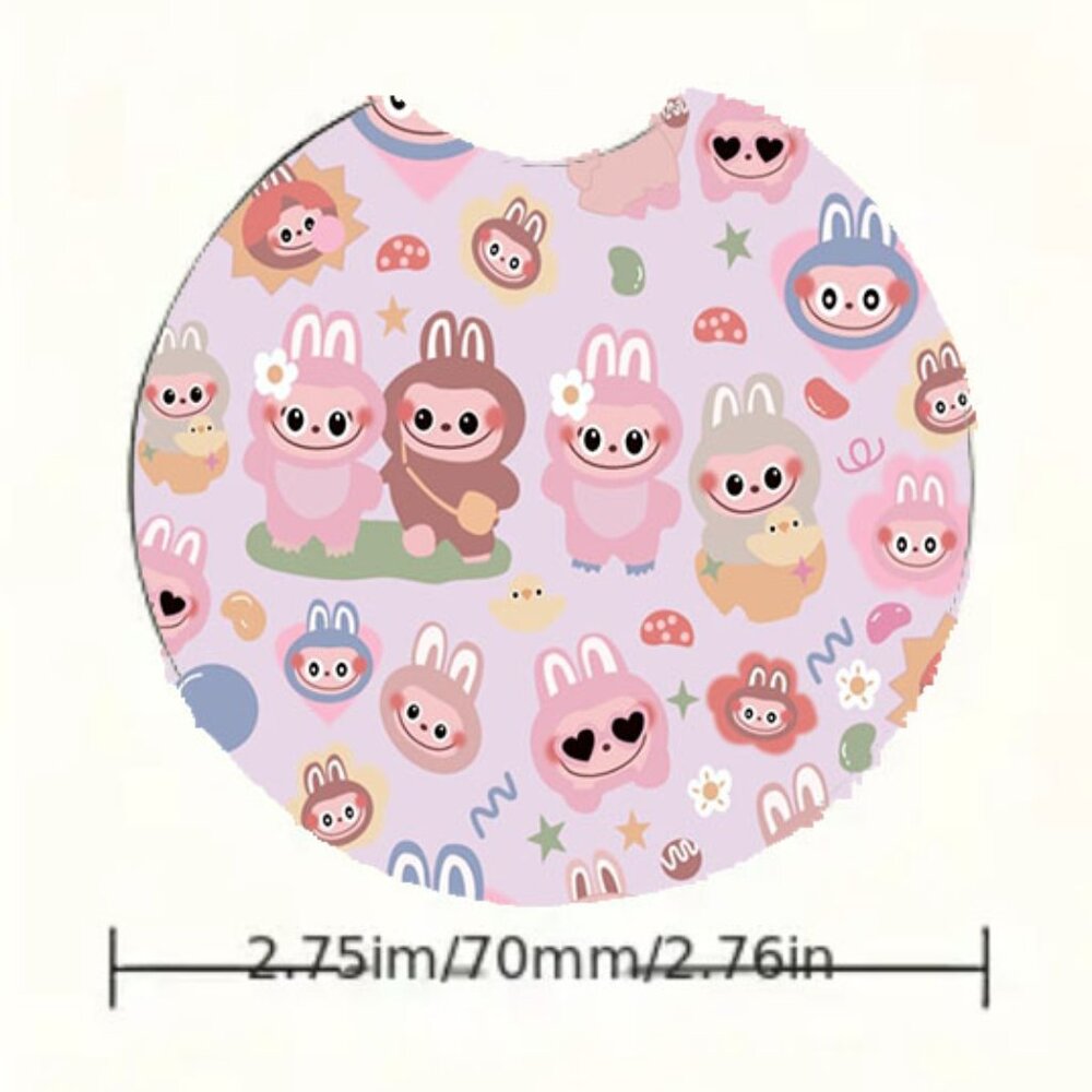Labubu Themed Car Coasters ( Set of two)